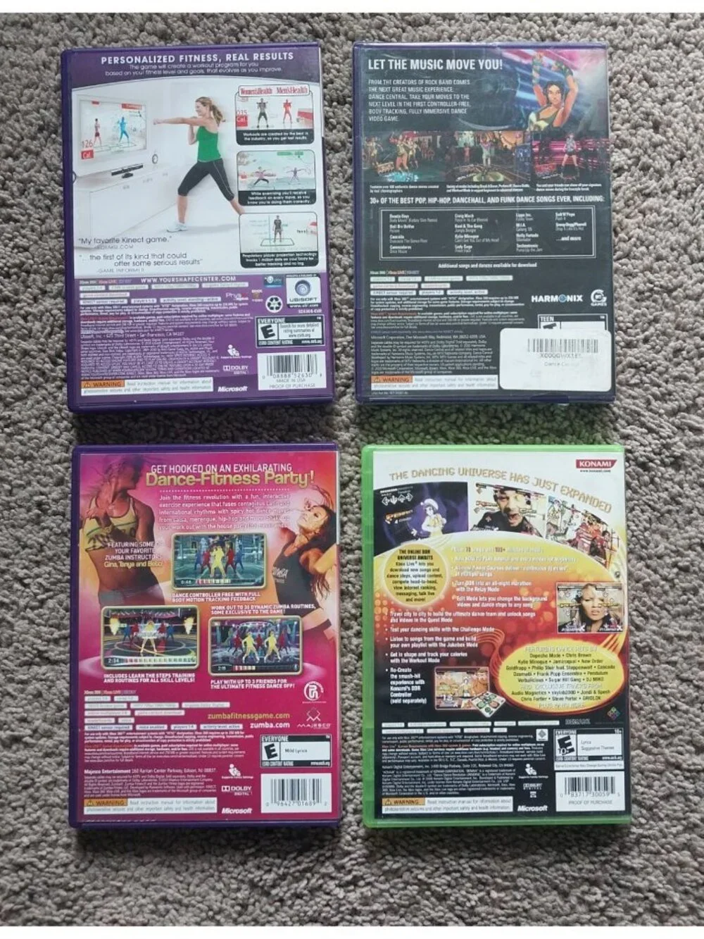Xbox 360 Games Lot Zumba Dance Central Dance Dance Revolution Your Shape